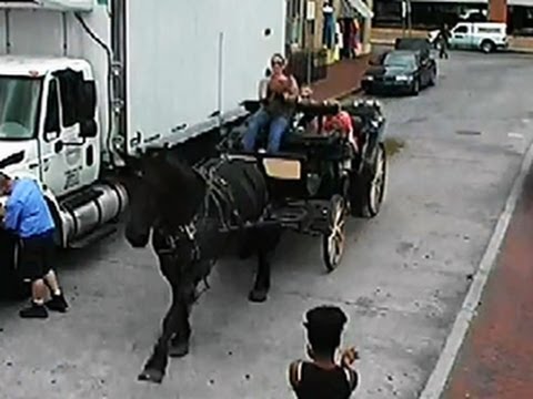 Watch: Out-of-control horse-drawn carriage rams into cars