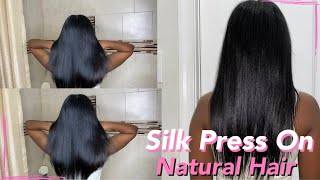 HOW TO: SILK PRESS NATURAL HAIR AT HOME | CURLY TO STRAIGHT, NO FRIZZ