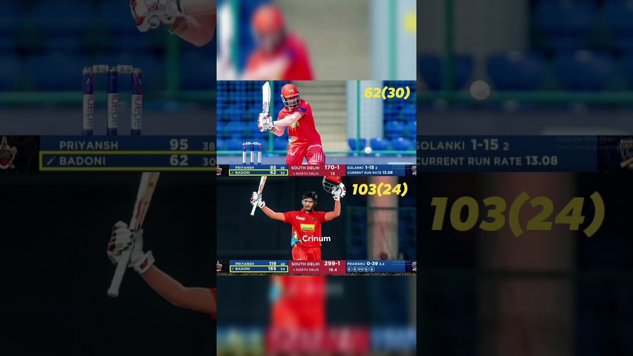 Fastest century 🥰🏆👑👑💪 ayus badoni priyans arya india player 