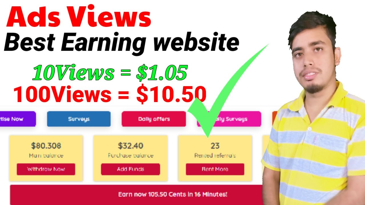 Ads Watch Earn Money || Ads Watch site || Earn money online || Paytm Cash101% 2022