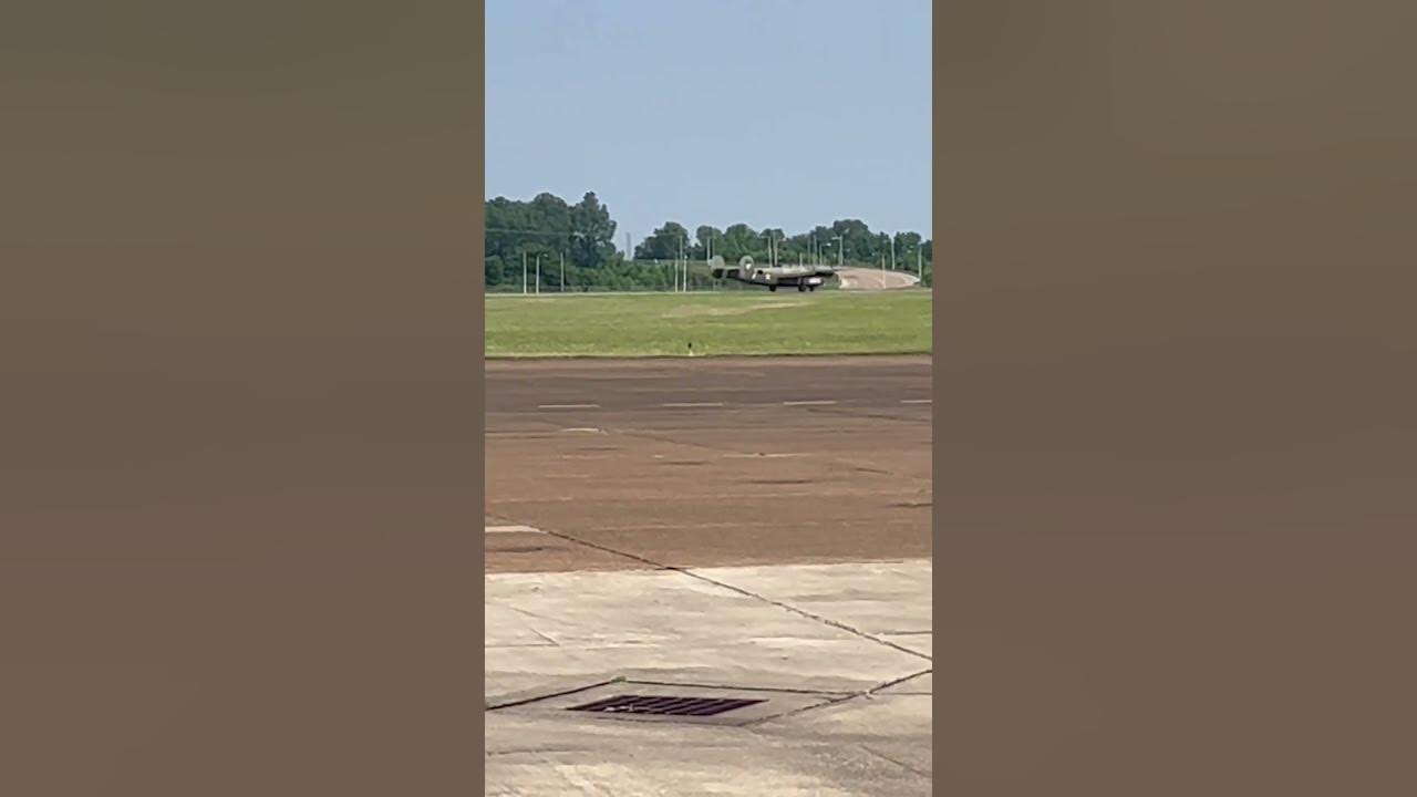 B24 Liberator landing at KNQA Airport. Millington Tennessee. Two Day