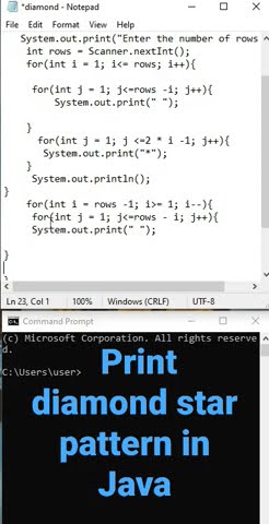Java program to print diamond pattern || Print diamond star pattern in ...