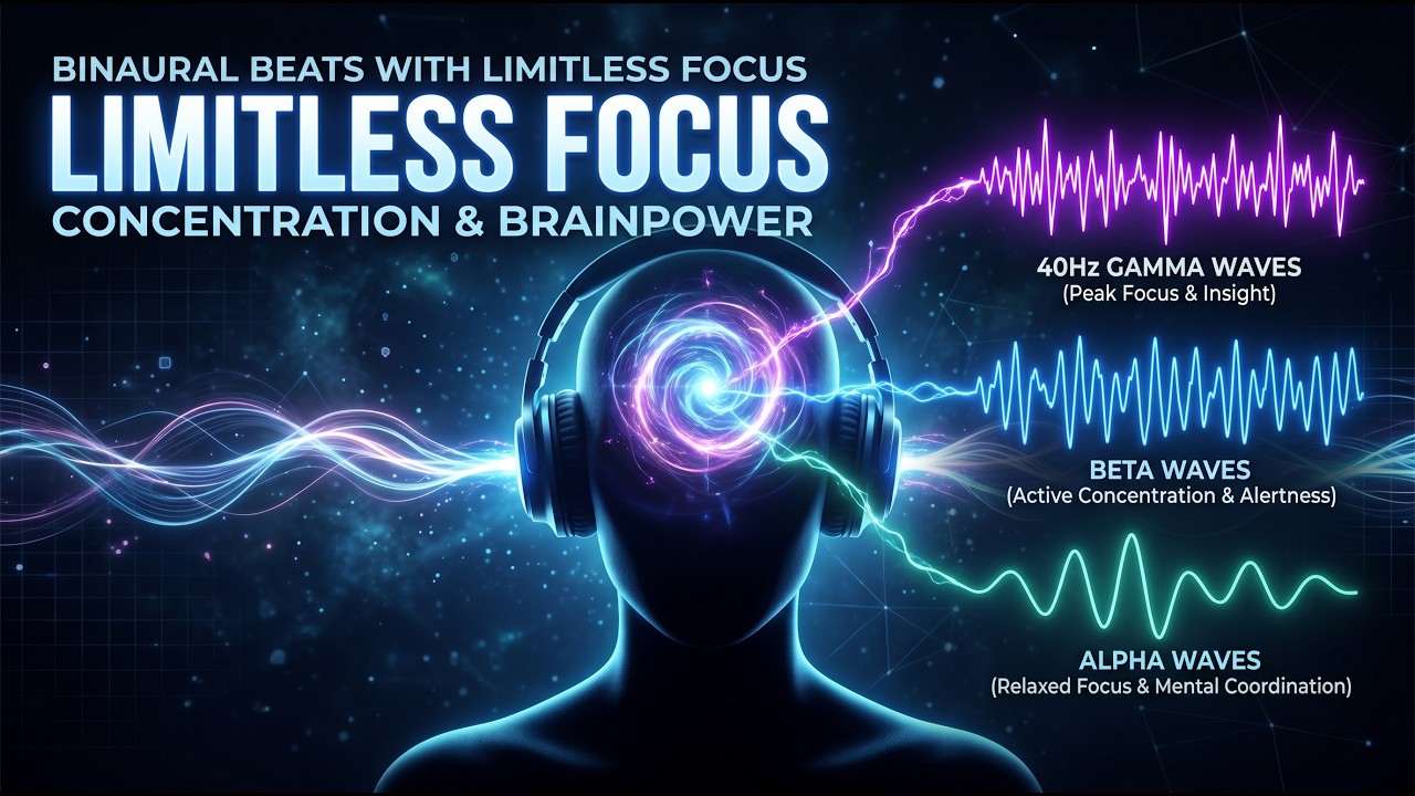 Limitless Study Limitless Focus (2 Hours)– 40Hz Gamma Binaural Beats for Deep Work ...