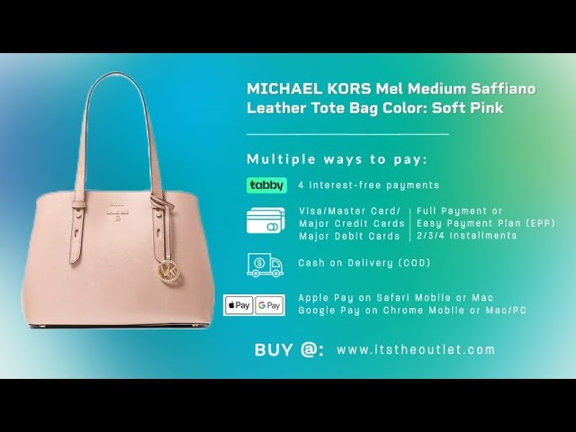 MICHAEL KORS Mel Medium Saffiano Leather Tote Bag Color: Soft Pink 