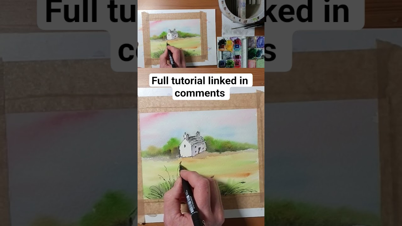 How to use Pen on watercolour, grasses in pen #watercolor