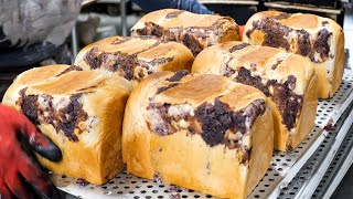 3600 sales per day！Amazing Bread Making Process, Milk Bread with red bean paste