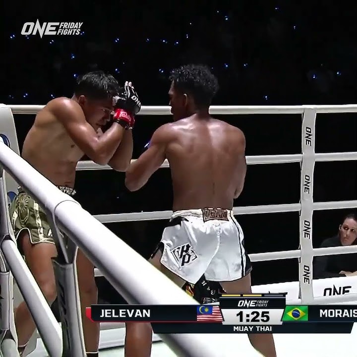 Rhuam Felipe Morais Caldas 🇧🇷 batters Kabilan Jelevan for a TKO win! 👊 #ONEFridayFights32