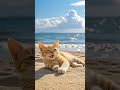 第一次看到海的小奶猫 🐱🌊｜Kitten's First Time Seeing the Sea初めて海を見る子猫 🐱🌊 #relax #pets #cat