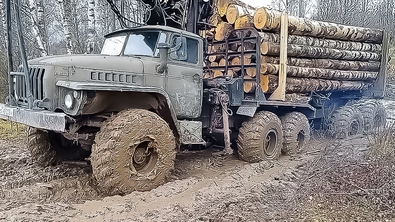 Русский военный грузовик!!! Полный привод УРАЛ на тяжелом бездорожье
