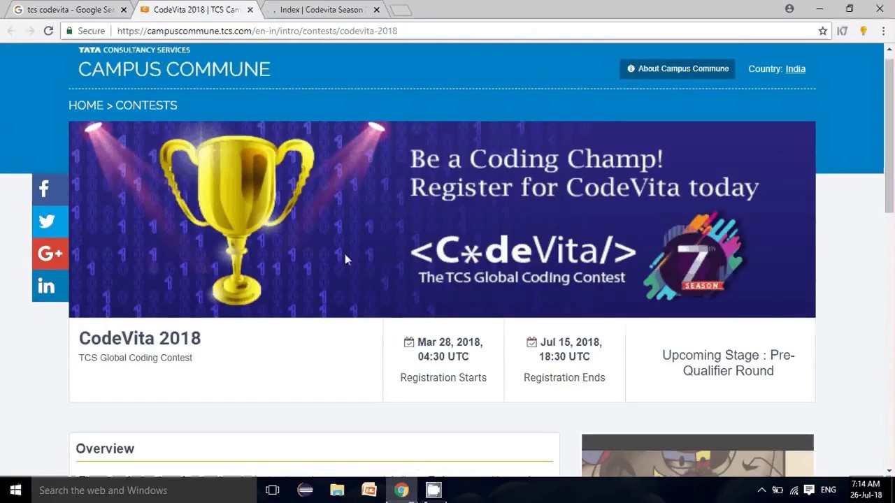 TCS CodeVita 2018 TCS Campus Commune TCS Next Step TCS MockVita Tcs codevita 2018 tcs campus commune tcs next step tcs mockvita