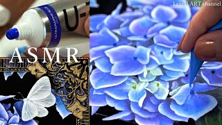 ASMR | Acrylic Painting & Sketching ✾ Hydrangeas ✾ How to draw with Piping Bag