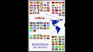 Hermoso Cuadro Mapa Planisferio con las Banderas de los Paises Soberanos, Sus Nombres y Continentes Hermoso Cuadro Mapa Planisferio con las Banderas de los Paises Soberanos, Sus Nombres y Continentes