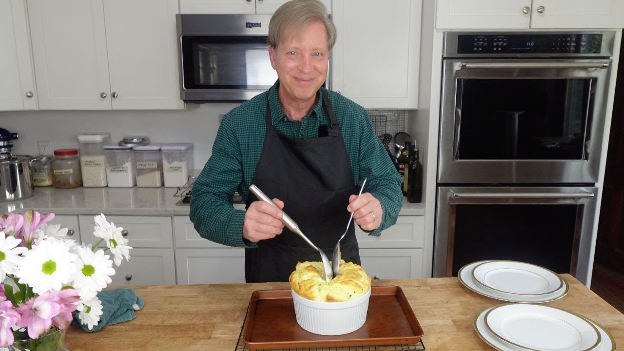 Lunch with Kevin: Cheese Soufflé with Fresh Chives | Parsley Salad | Berries in Prosecco