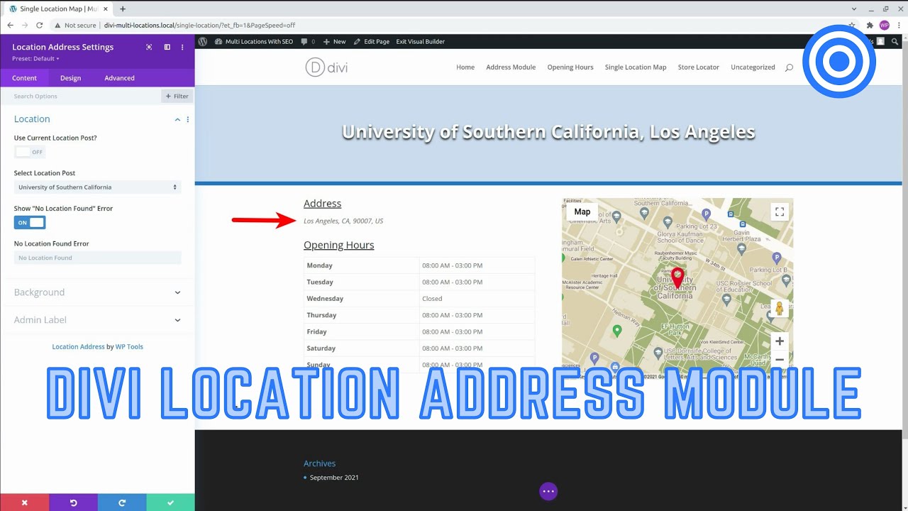 "Location Address" Divi Module