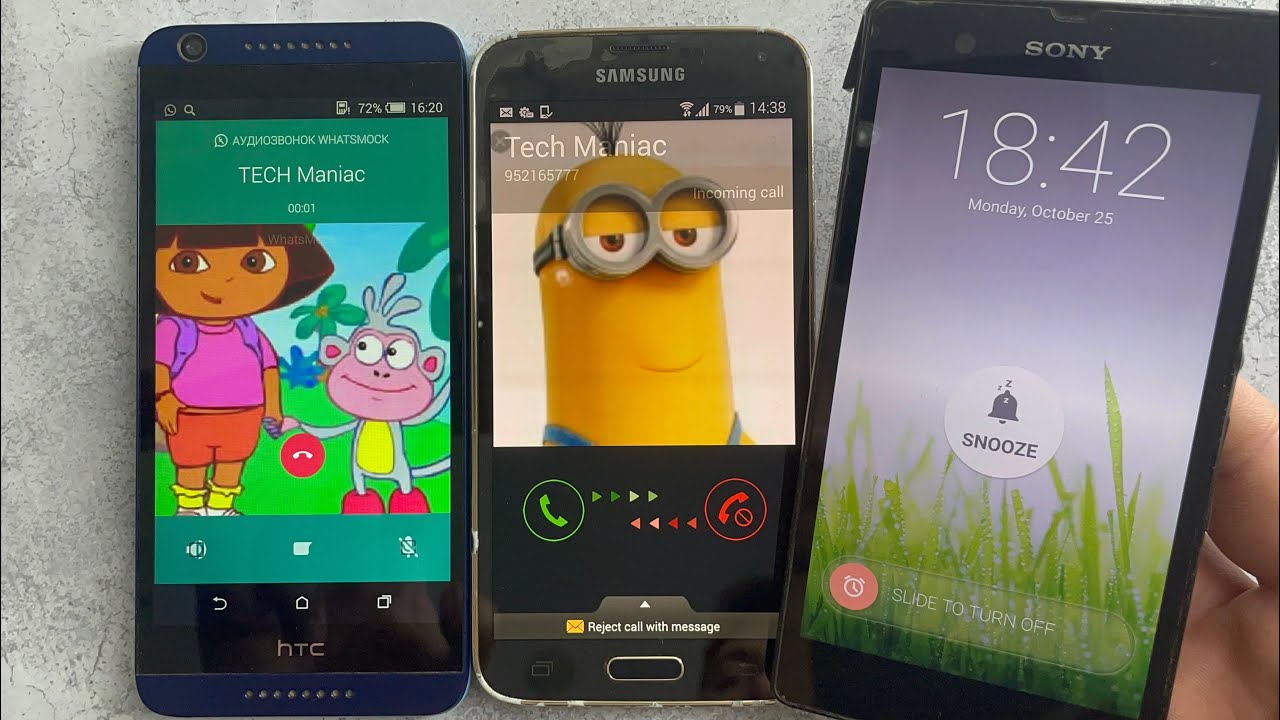 Calls HTC vs Samsung Galaxy S5 vs Alarm Clock Sony Xperia