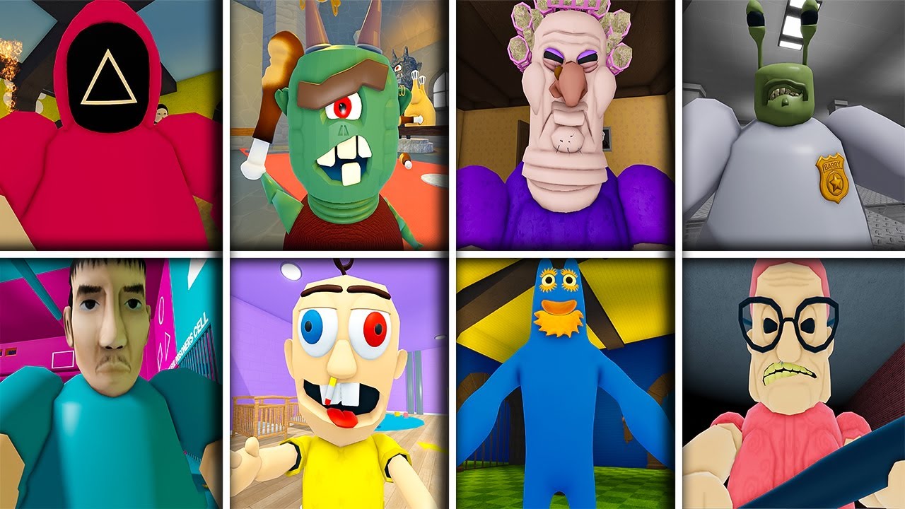 ESCAPE BARRY SQUID GAME 2, DHUUR'S DUNGEON, ALIEN, STINKY'S PRISON ESCAPE, ROBLOX JUMPSCARES