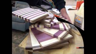 Here is how I make butcher block cutting boards. I used purple heart, hard maple and black walnut. Great gifts.