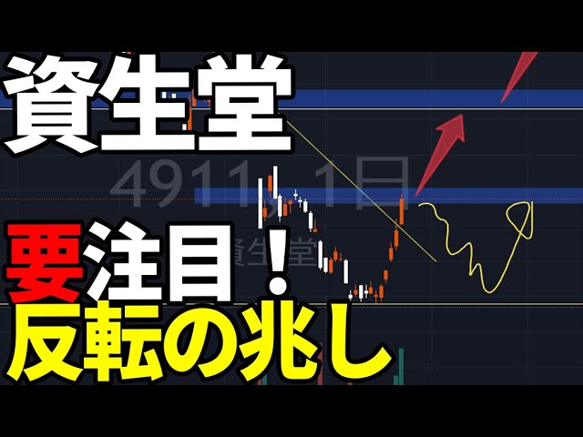 かたよせ様確認用！完成しました＼(^^)／ 資生堂（4911）遂に底打ち反転か？株式テクニカルチャート分析 - YouTube