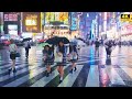 4K HDR 8 Hours Heavy Rain ASMR Walk In Shinjuku 新宿 Tokyo Japan Rain Sounds For Sleeping 