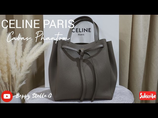 Celine Cabas Phantom Grained Calfskin Leather Tote Bag Taupe