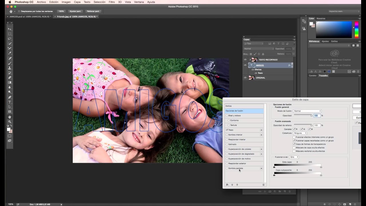 Texto transparente en Photoshop