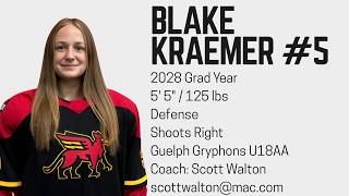Blake Kraemer #5 RD | 2028 Grad | Highlights vs Brock Jr. Badgers | Guelph Gryphons U18AA