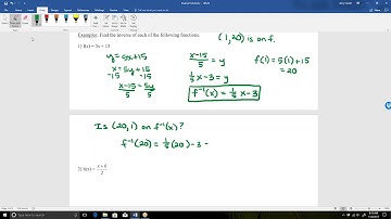 Inverse Functions (Sect 2.7) part 1