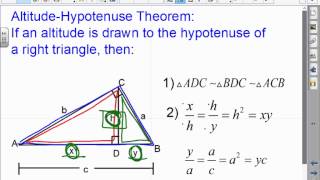 Honors Geometry: 9-3: Altitude On Hypotenuse Theorem