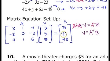 Test A (9) Solving Systems of Equations Using Matrices on a TI 84 Calculator
