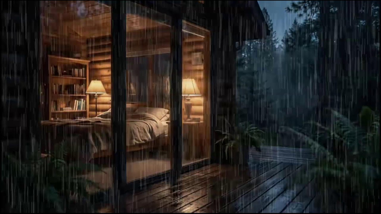 Rainy Night in a Forest Cabin 🌲 | Soft rain ambience with steady rain sounds for deep relaxation