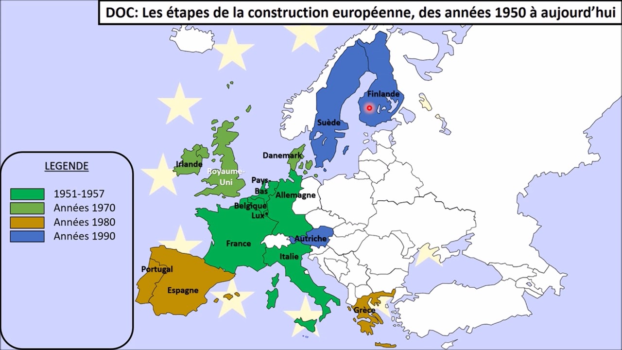 Carte des étapes de la construction européenne YouTube
