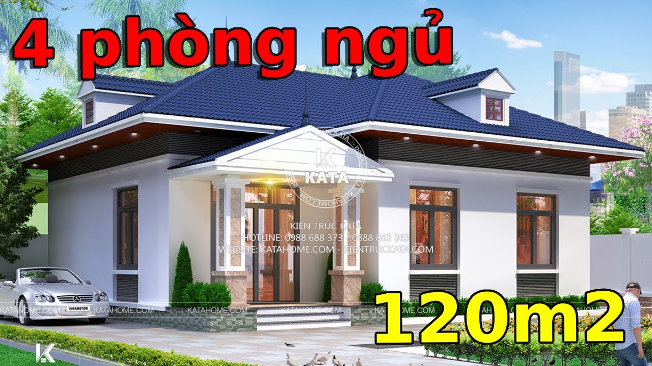 Mẫu nhà 120m2 nhà cấp 4 mái thái 4 phòng ngủ đẹp và rẻ nhất