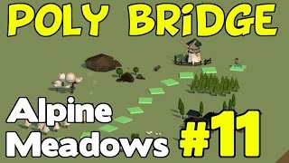 Poly Bridge Walkthrough - Alpine Meadows 11 of 12 (28m Wooden Highbridge)