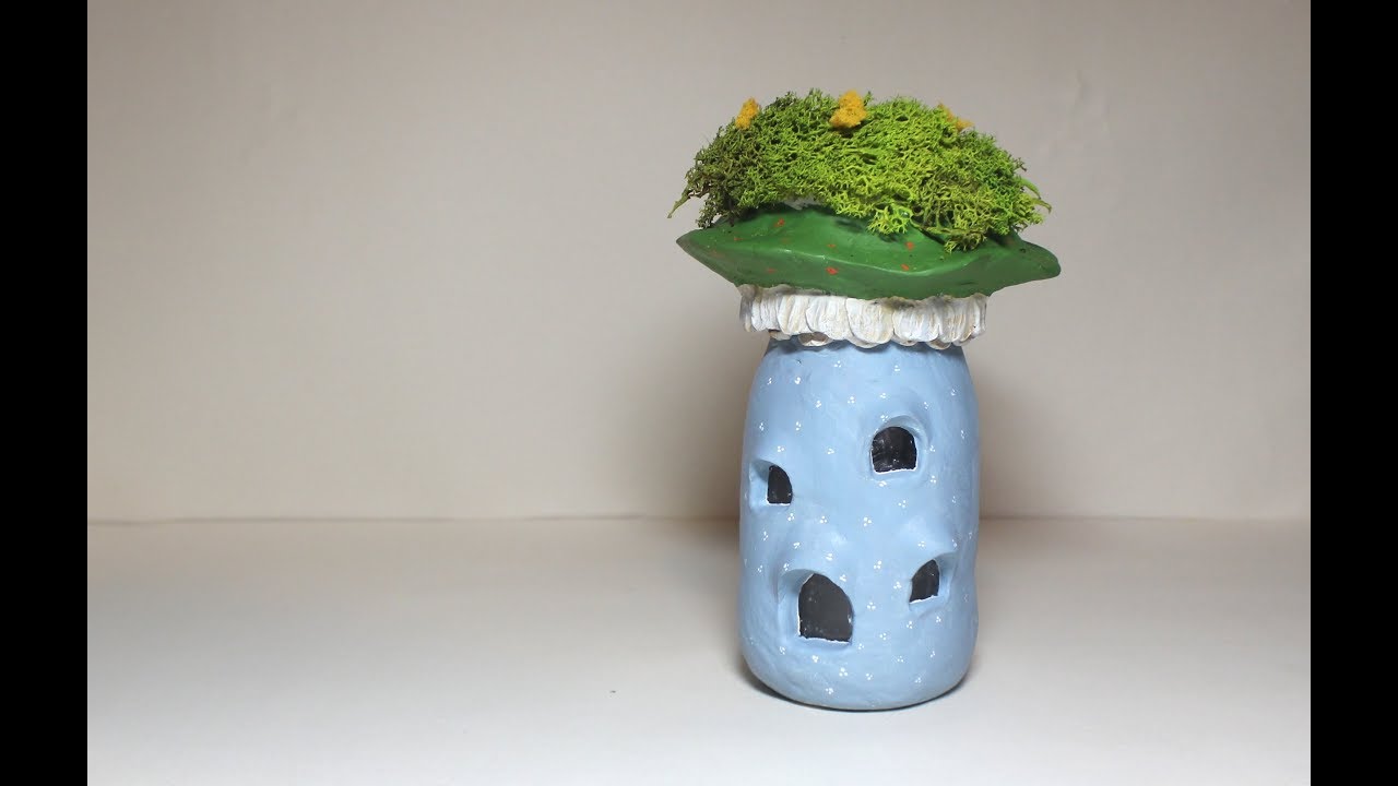 DIY Polymer Clay Fairy House Lantern/Jar Mushroom Garden House Tutorial ...