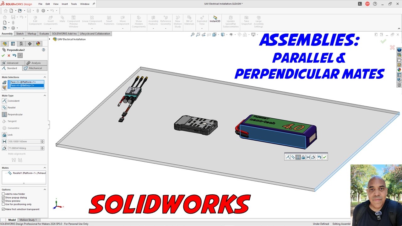 How to Create Parallel and Perpendicular Mates - SolidWorks - YouTube