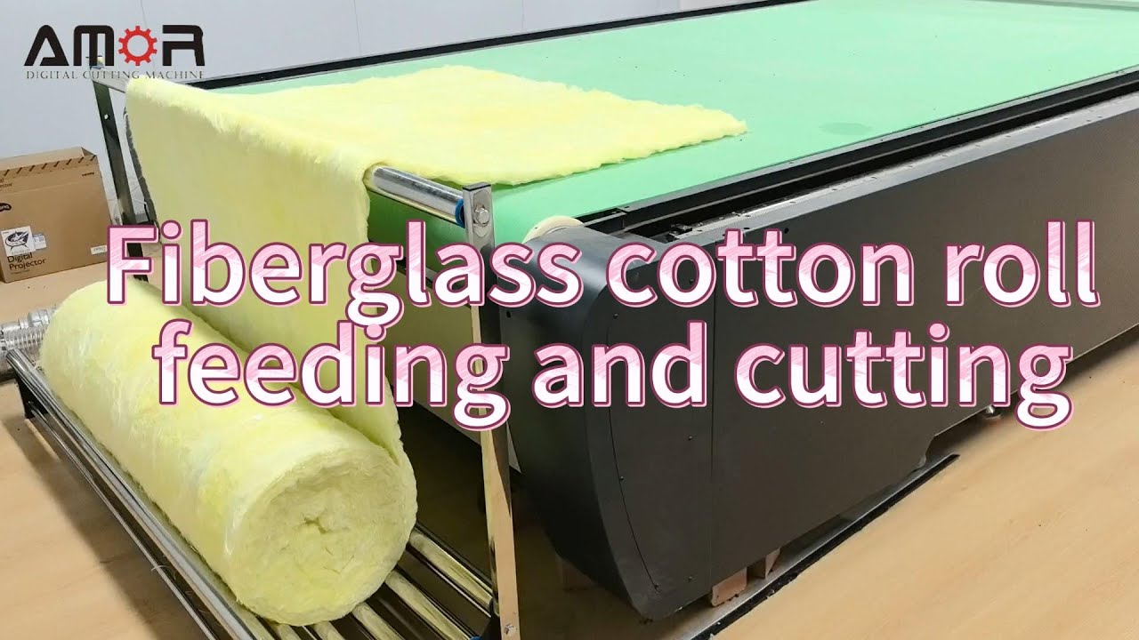 Automatic feeding and cutting demonstration of fiberglass wool rolls|cnc oscillating cutting machine