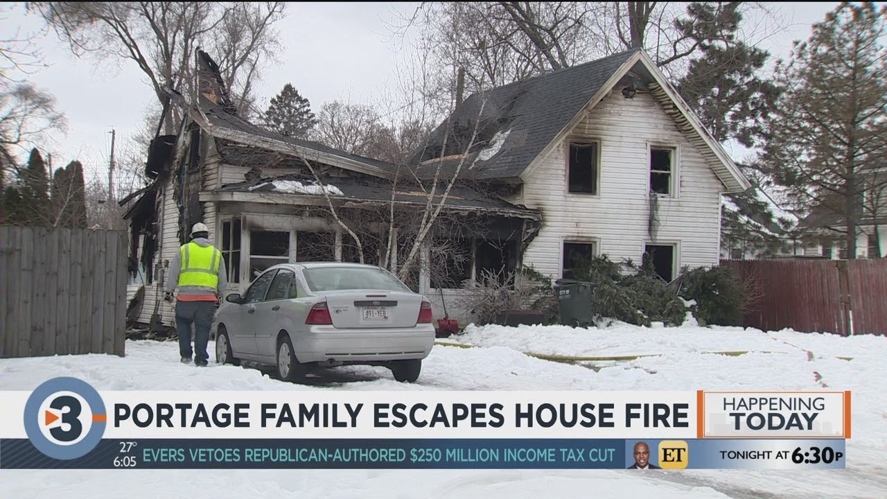 Portage family escapes house fire - YouTube