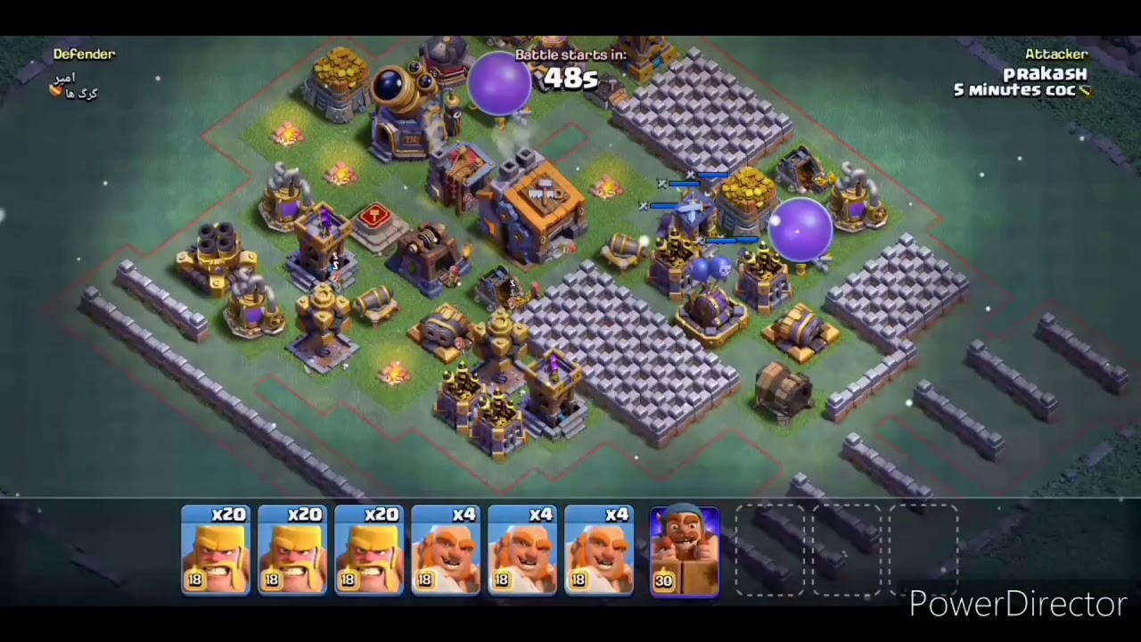 Raged Barbarian & Boxer Giant Builder base attack-5 minutes coc