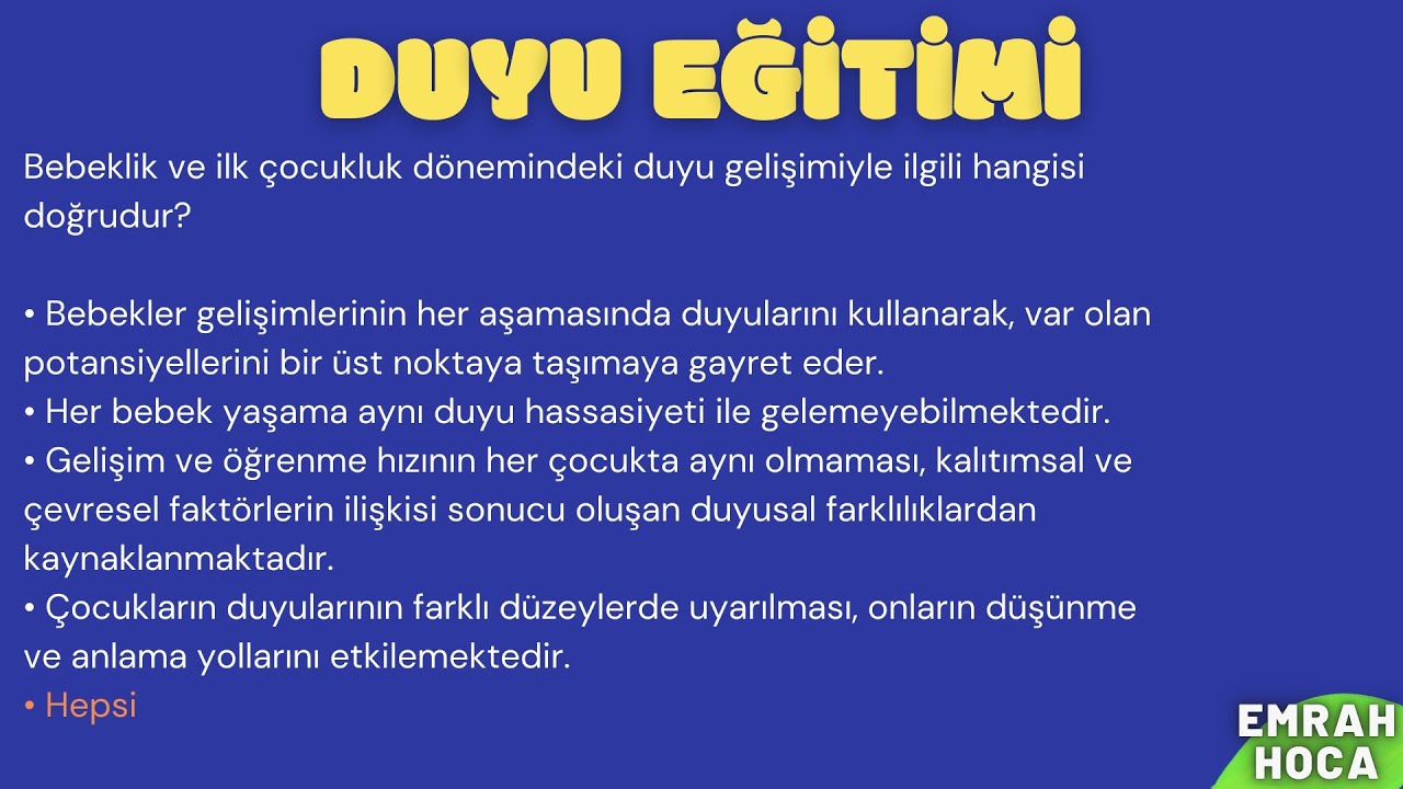 DUYU EĞİTİMİ FİNAL BÜT  SORULARI