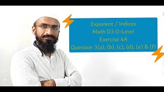 Exponents / Indices - [Math D3] Ch Indices {Exercise 4A} Question 3 a, b, c, d, e & f Solution 2020