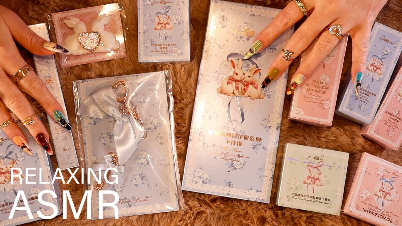 ASMR 🌸 Flower Knows 🐰 Bunny Garden Collection Unboxing (🎧 soft spoken, tapping, scratching)