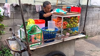 Super Fast Hard-working Grandpa! $0.20 Delicious Fruit Smoothie Bag - Thai Street Food