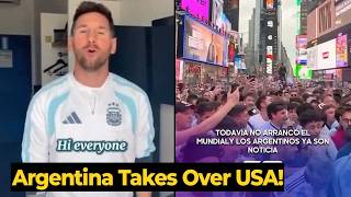 Thousands of Argentina fans STORM New York despite the World Cup not having started yet!