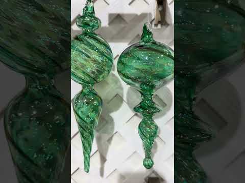 Raz 9" Green Blown Finial Glass Christmas Ornament 4324515