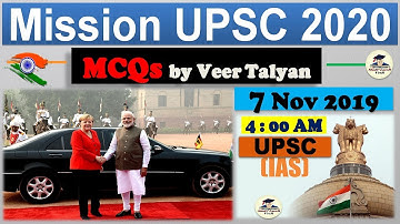 UPSC Prelims 2020 Preparation - 7 November 2019 Daily Current Affairs MCQ for UPSC / CSE / IAS / SLV