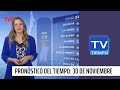 Pronóstico del tiempo: Jueves 30 de noviembre 2023 | TV Tiempo