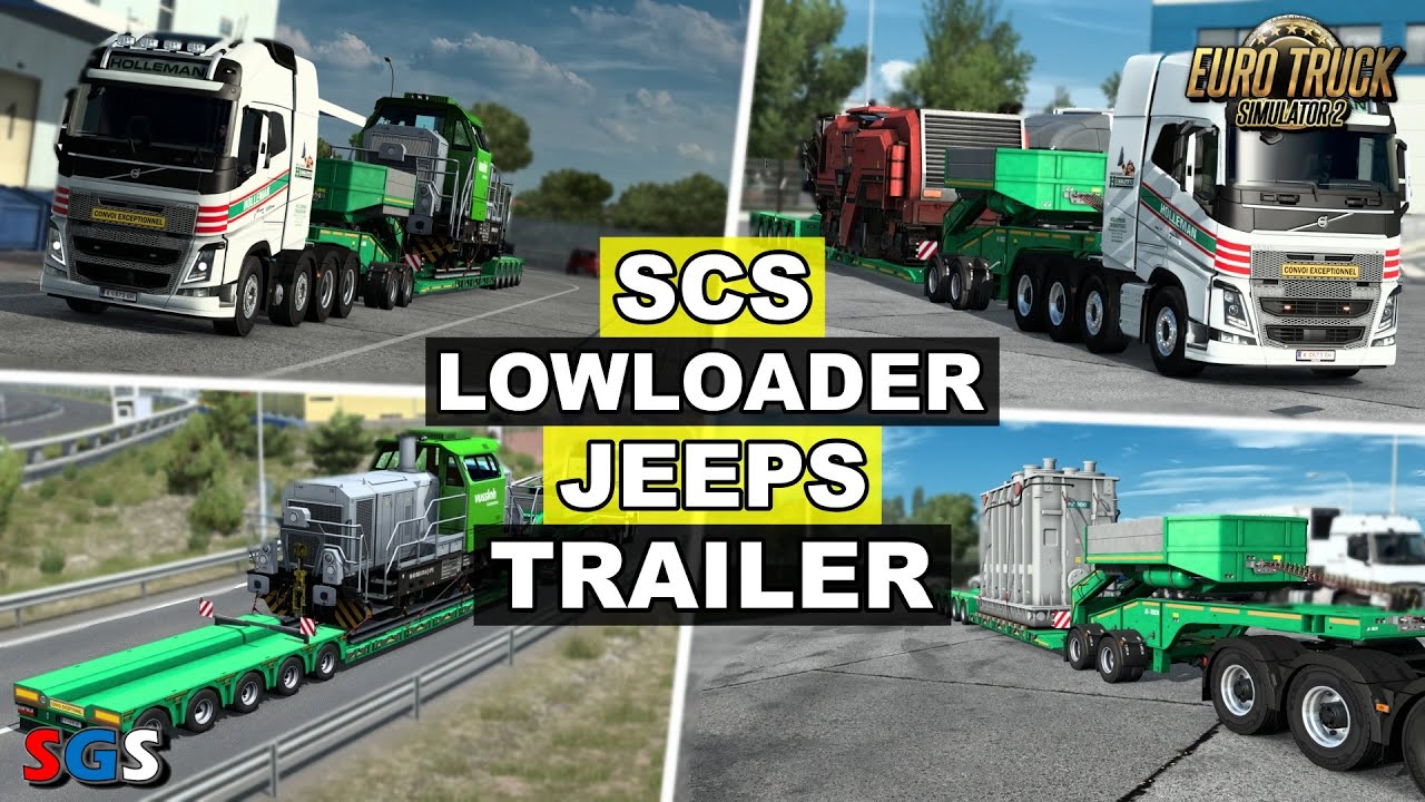 |ETS2 1.48| SCS Lowloader Jeeps 2+5 trailer [@NoHeavyNoFun ] - YouTube