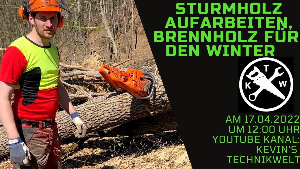 Sturmholz aufarbeiten, Brennholz für den Winter (Deutz D40 Forstseilwinde)