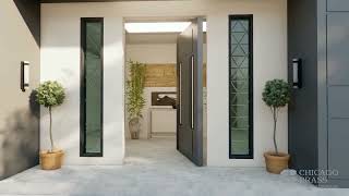 Celebrity In Door Center Hung Pivot Hinge, Paired with Mortise Deadbolt and Oversized Pull Profile