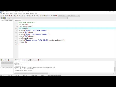 How to subtract 2 different values in C Language